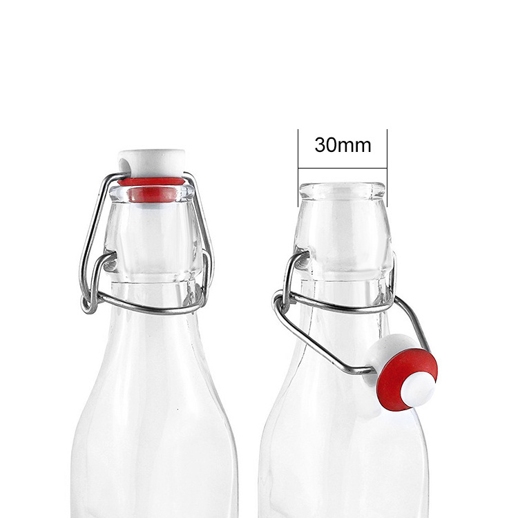 Hot sale 16oz beverage glass bottle with swing top closure