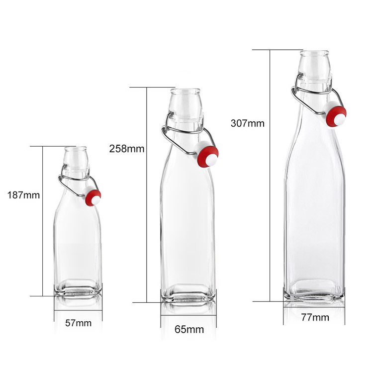 Hot sale 16oz beverage glass bottle with swing top closure