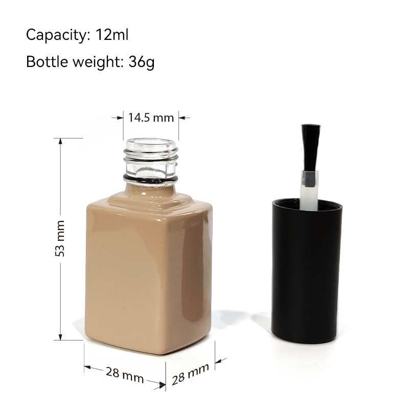 Empty 12ml Colored Nail Polish Glass Bottles with Funnel, Empty Fingernail Polish Bottles Glass Rectangle with Brush