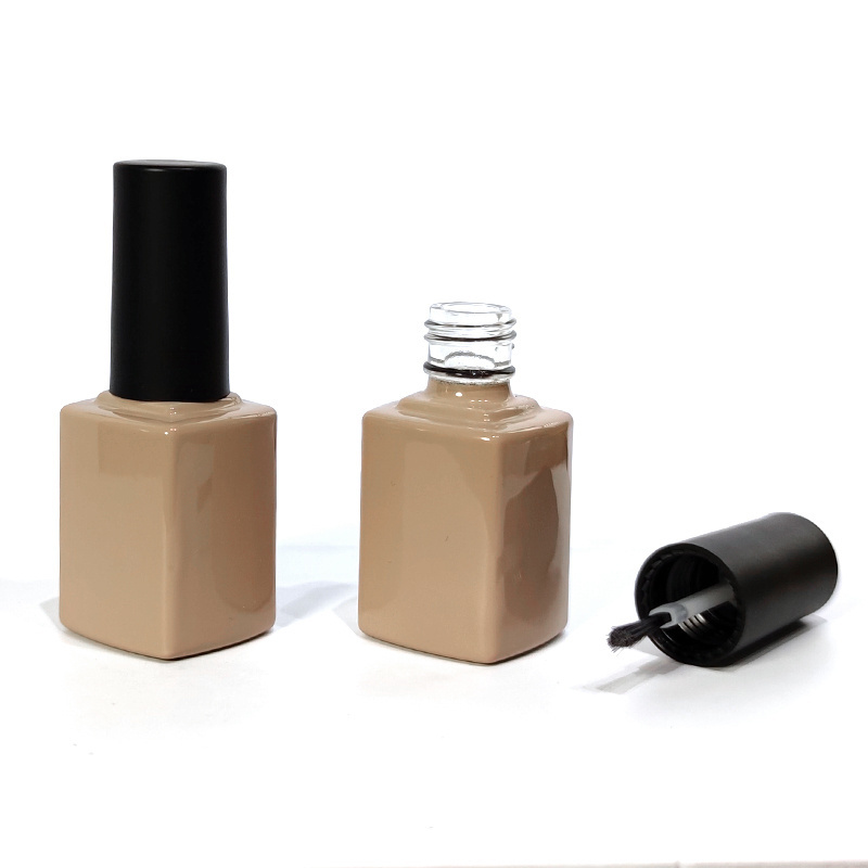 Empty 12ml Colored Nail Polish Glass Bottles with Funnel, Empty Fingernail Polish Bottles Glass Rectangle with Brush