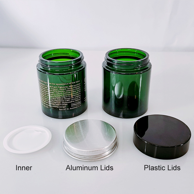 Luxury 100g Straight Sided Green Cosmetic Candle Glass Jar with Screen Printing