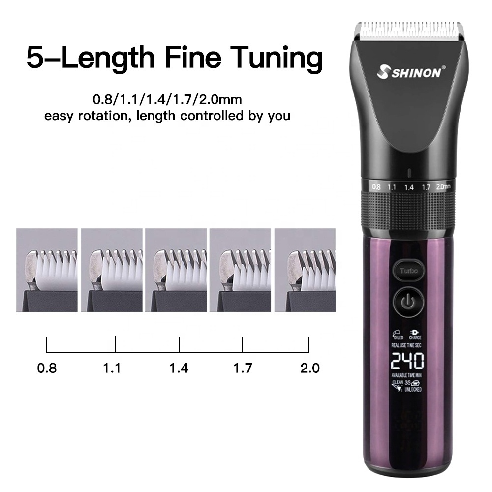 Haircut Hair Trimmer Clipper Men Lcd Display Purple Electric Custom Professional Cordless 0.8-2Mm Length Hair Clipper Trimmer