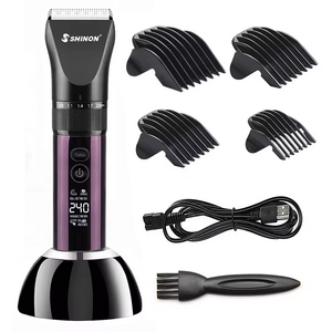 0.8-2Mm Length Adjustable Best Haircut Hair Clipper Lcd Display Rechargeable Hair Trimmer With Charging Base