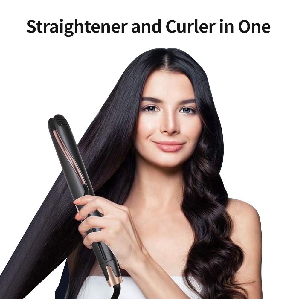 New 2 In 1 Flat Iron Curler Twist Professional Dual Voltage Titanium Tourmaline Ionic Ceramic Hair Straightener