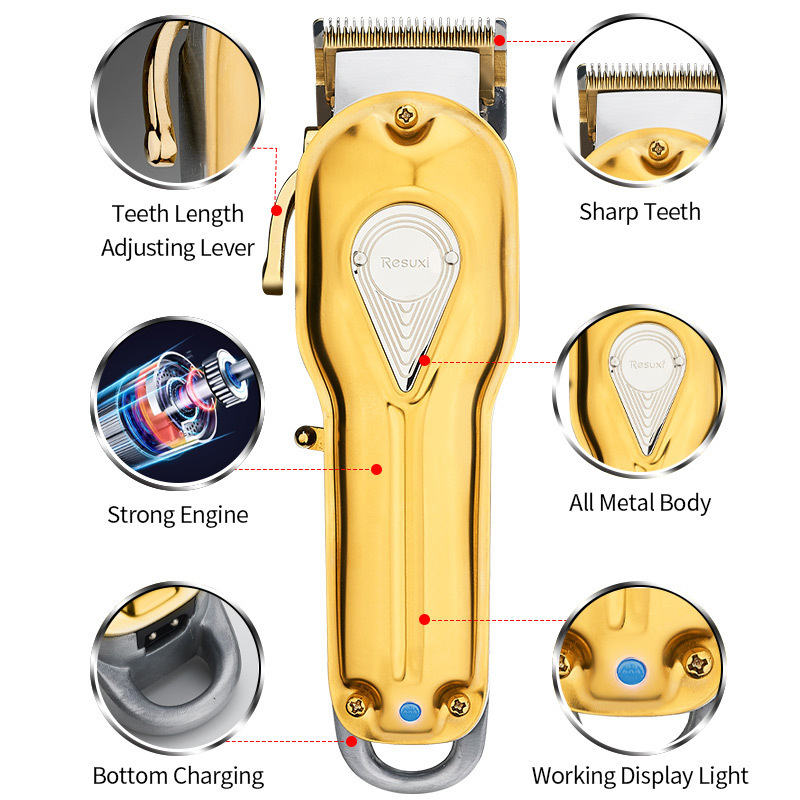 All Metal Haircut Clippers 2500Mah Alloy Cordless Adjustable Length Steel Blade Electric Barber Usb Charging Hair Clippers