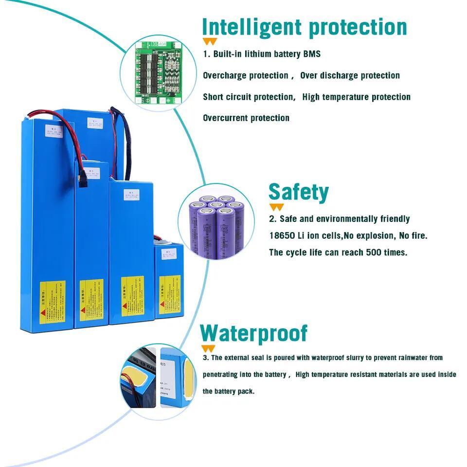 Customize Electrical Escooter 18650 5S2P Lithium Battery Pack  Rechargeable Solar Energy 30Ah 50Ah 22.2V 42V Ebike Battery