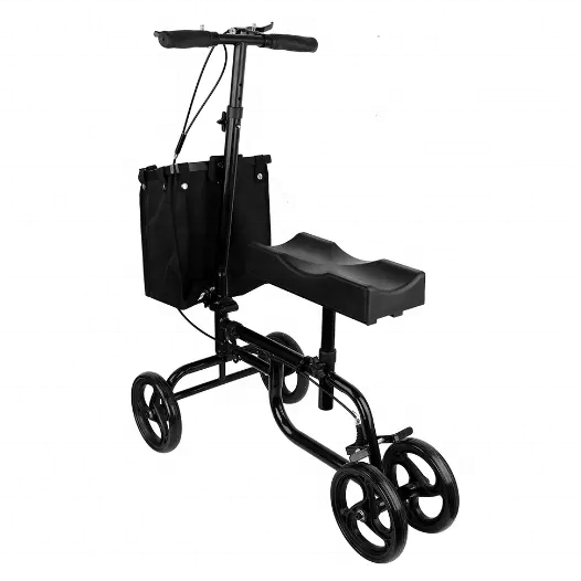 DATA Foldable One-legged Cycle Training Crutch Wheel Walker Knee Walker Scooter