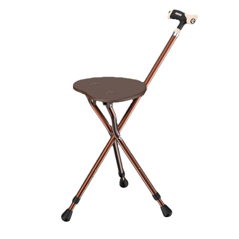 Aluminum Folding Adjustable Three-legged Crutch Chair With Stool