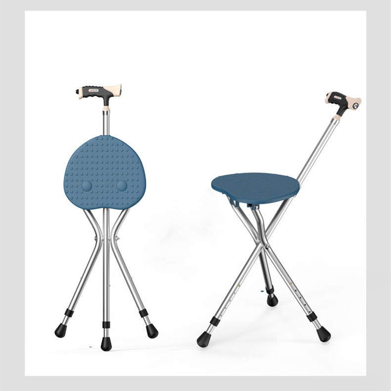 Aluminum Folding Adjustable Three-legged Crutch Chair With Stool