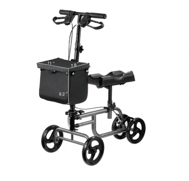 DATA Foldable One-legged Cycle Training Crutch Wheel Walker Knee Walker Scooter