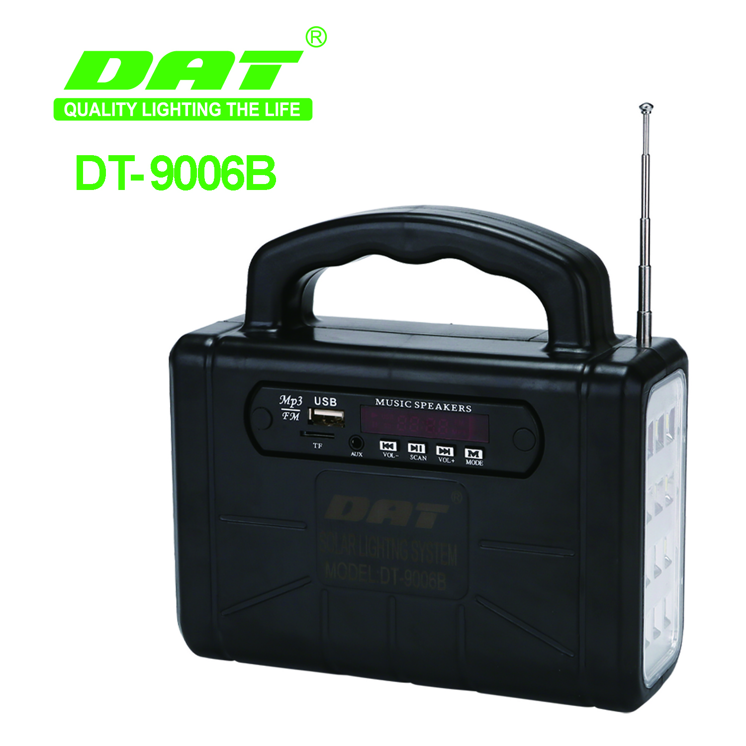 DT-9006B DAT solar rechargeable light emergency light rechargeable solar lighting system with radio FM function for home