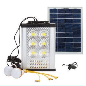 AT-8389 30W portable solar energy system kits with 4 LED bulbs and mobile phone charger function solar home lighting system