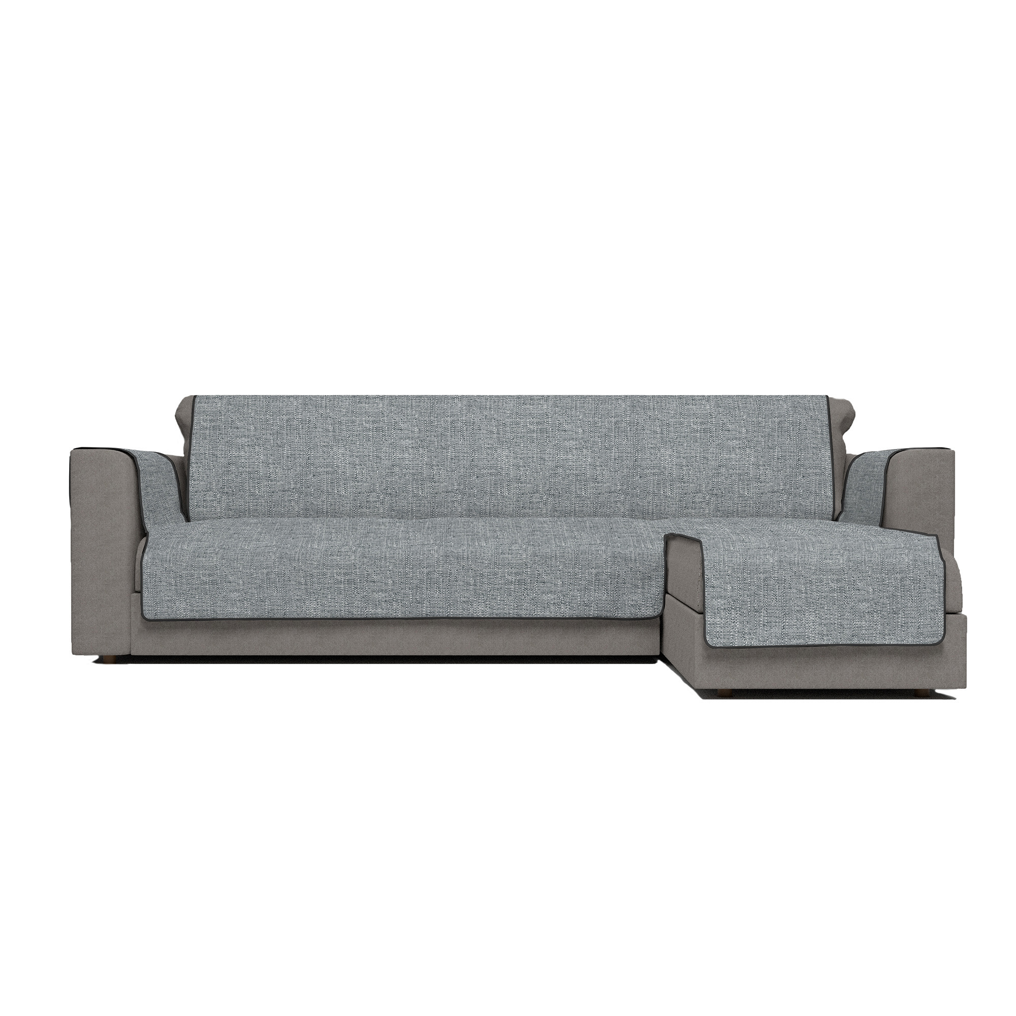 Made in Italy Comfort antislip Sofa Cover with chaiselongue on the right Suitable for all sofas Polyester Dark gray 190 cm