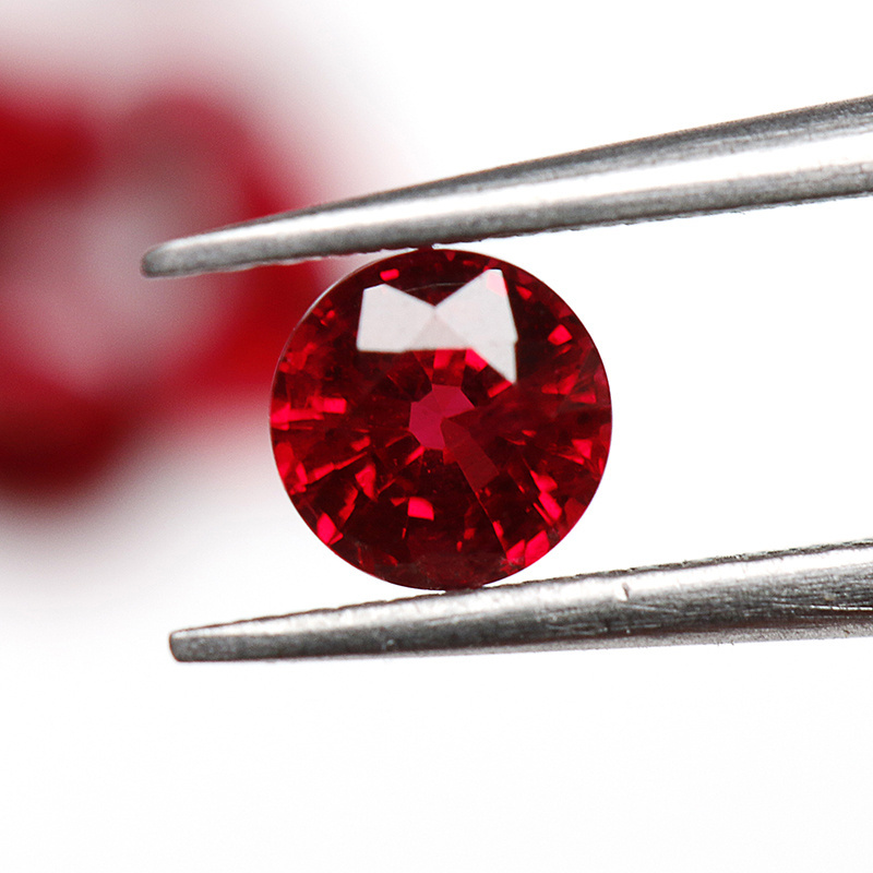 Natural colour smooth ruby price per carat high end round cut diamond