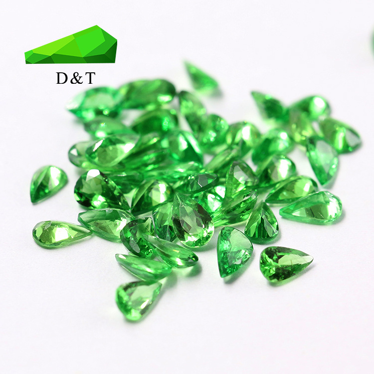 High quality 3x5mm pear shape natural green garnet from Africa