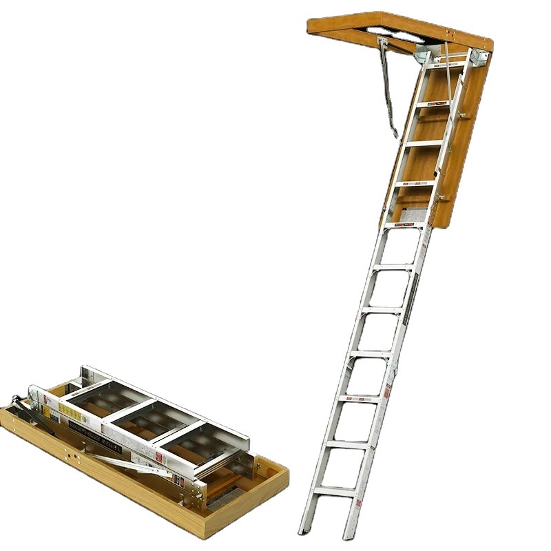 Attic Ladder Telescopic Retractable Aluminium Household Staircase Attic Stairs Loft Ladder Attic Stairs Aluminum Folding Stairs