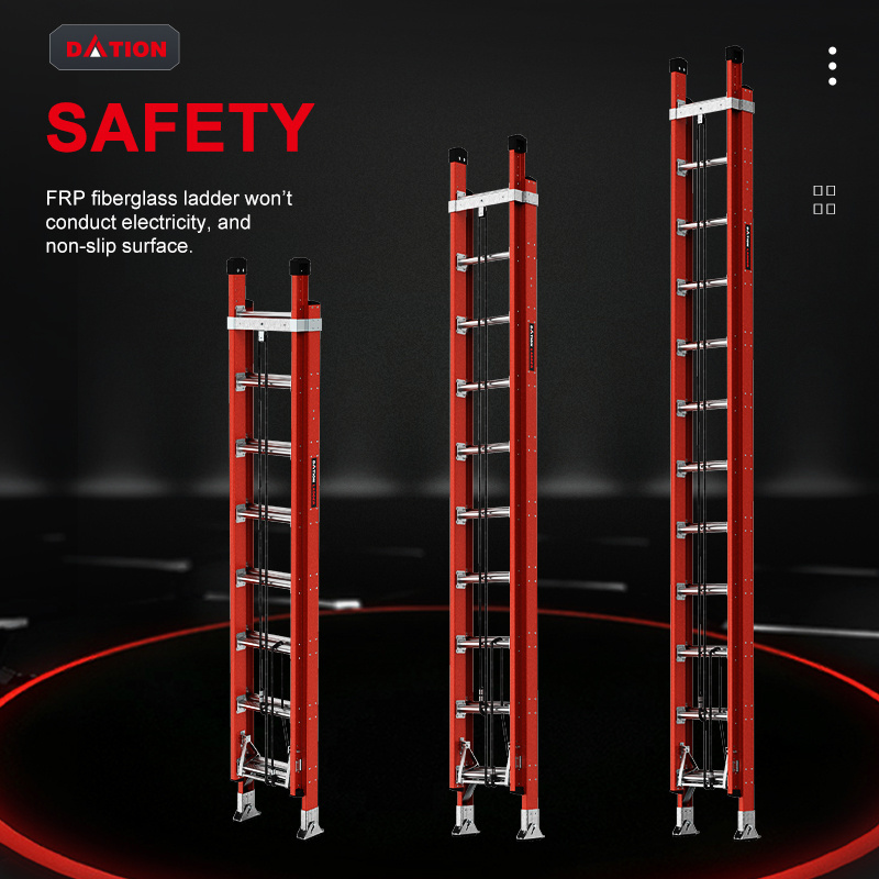 High Quality Safety  Single Side Extension Ladder 18/33 Steps Ladder Non-slip 8 m Height Fiberglass Ladder