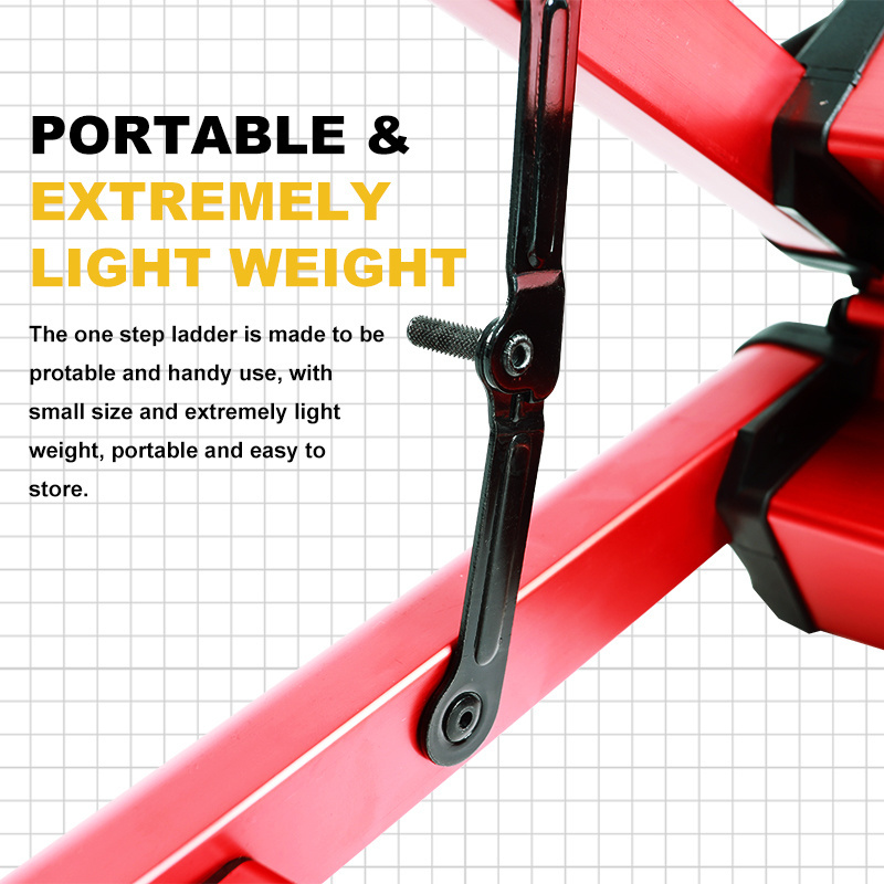 High Quality Aluminium Alloy Folding Step Ladder Portable  Light Weight Red Color Stability Multi Use step stool 2 Steps