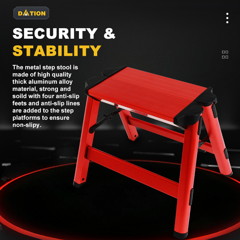 High Quality Aluminium Alloy Folding Step Ladder Portable  Light Weight Red Color Stability Multi Use step stool 2 Steps