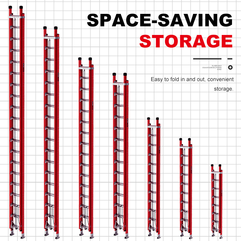 28 Feet Electrician Extension Ladder Non Conductive Ladder For Electrical Work Fiberglass Construction Ladder