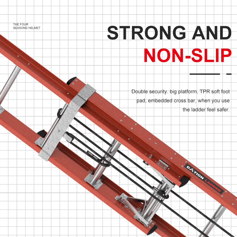 28 Feet Electrician Extension Ladder Non Conductive Ladder For Electrical Work Fiberglass Construction Ladder