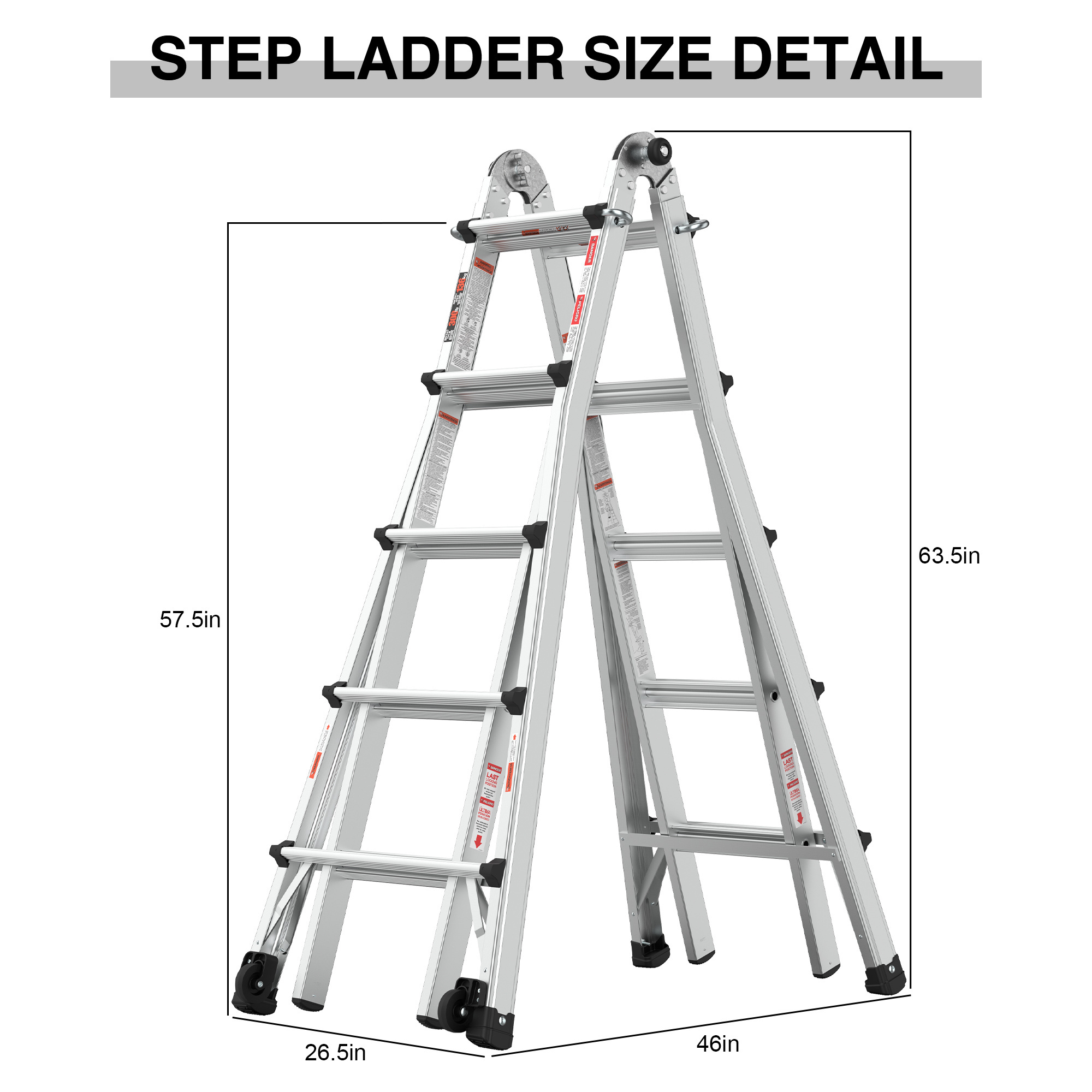 Hot Sale 5 Ladders in 1 Multi Functional Aluminum Folding Step Ladder Multipurpose Ladder