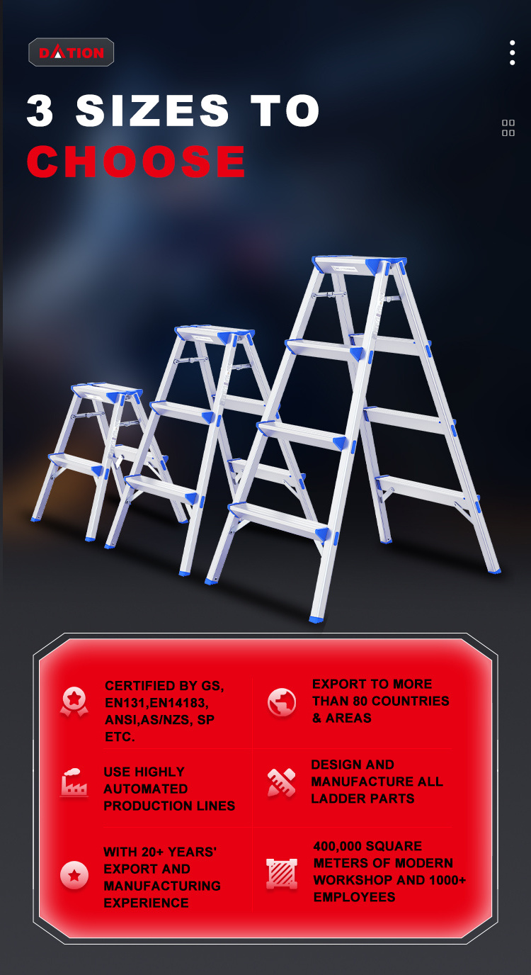 High Quality Aluminium Ladder Step Ladder Silver Color Foldable Lightweight Step Stool Ladder 2 Steps