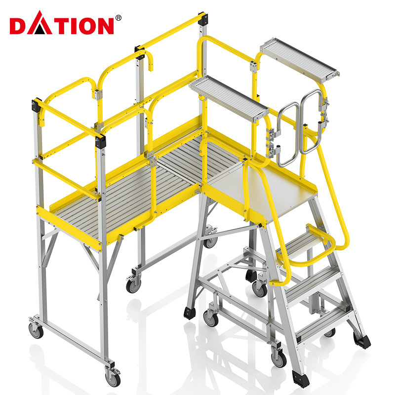 Workshop Heavy Aluminum Platform Mobile Work Platform Catwalks Stairway Step Ladder Walkways Transfer Maintenance Platform