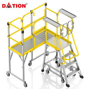 Workshop Heavy Aluminum Platform Mobile Work Platform Catwalks Stairway Step Ladder Walkways Transfer Maintenance Platform