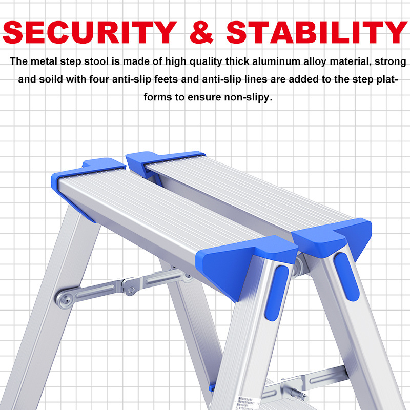 High Quality Aluminium Ladder Step Ladder Silver Color Foldable Lightweight Step Stool Ladder 2 Steps