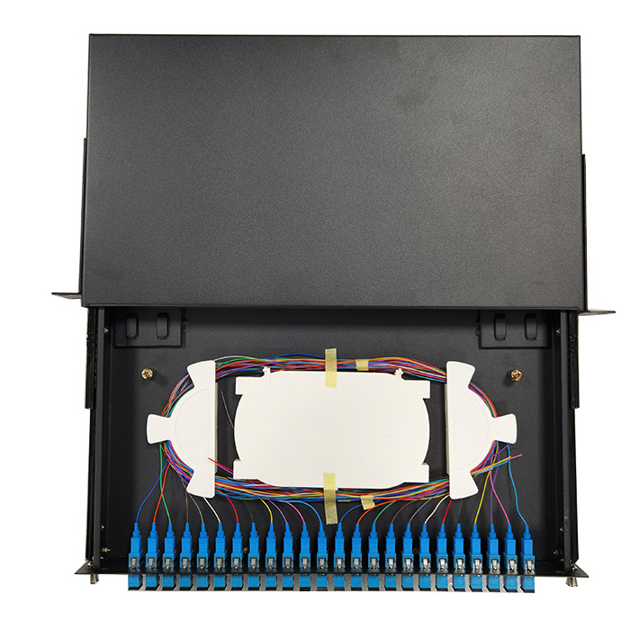 19-inch fiber terminal box fiber terminal b24 port pull-out wall/rack mounted fiber optic patch panel 1U SC/LC connector