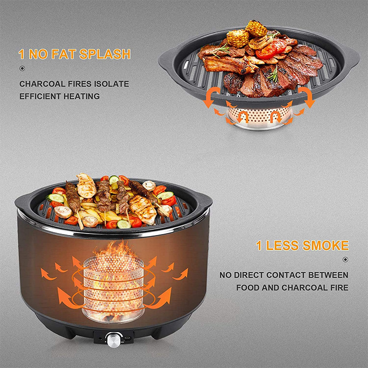 Aobosi BBQ Charcoal Table Grill Picnic Grills Stainless Steel Smoke-free Portable BBQ Tool