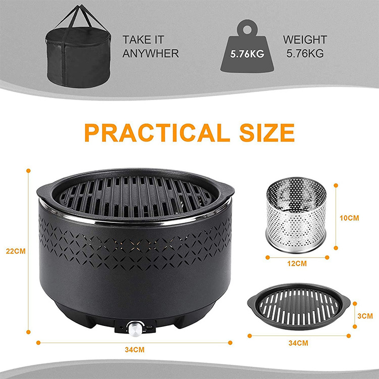 Aobosi BBQ Charcoal Table Grill Picnic Grills Stainless Steel Smoke-free Portable BBQ Tool