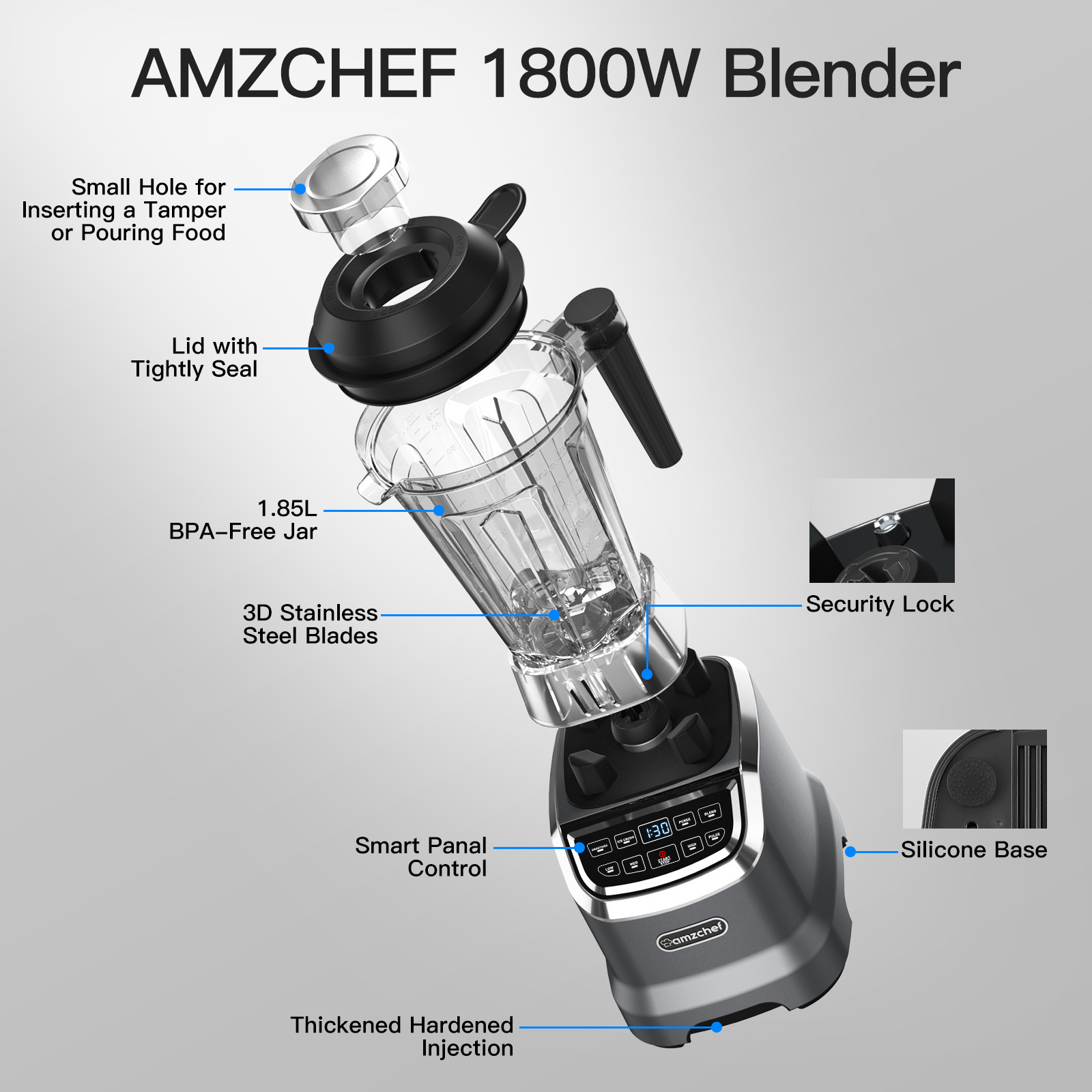 AMZCHEF kitchen electric mixeur silver crest chopper blender mixeur fresh juice blender