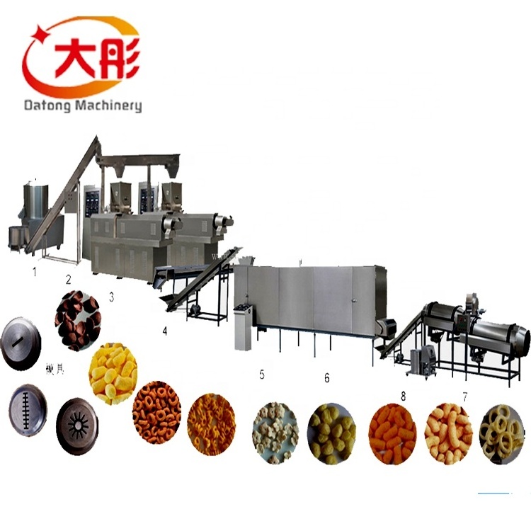 Slanty snack bar twin screw extruder prices puffed corn chips snacks food making machine puff snack food extrusion machine