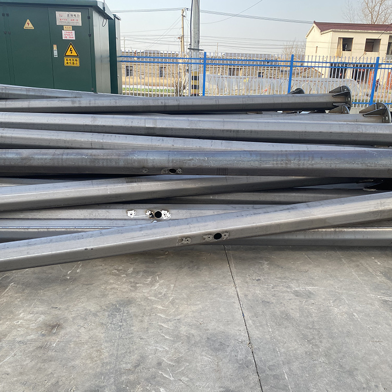 Folding Mid hinged octagonal galvanized street lighting lamp pole solar pole light galvanized steel pipe street light pole 10m