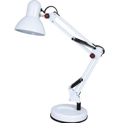 White metal swing arm table lamp adjustable led reading light