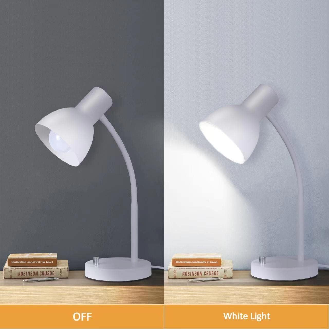 Desk Lamp Adjustable White Soft Gooseneck Study Suitable for Office Study Lighting Bulb Not Included