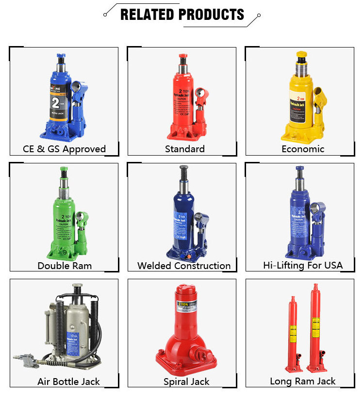 Economic 8 Ton Two Stage Hydraulic Double Ram trolley Bottle Jack With Safety Valve