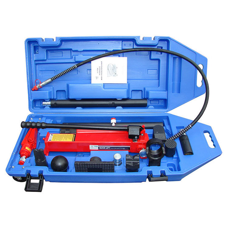 10T Hydraulic Porta Power Jack Car Collision Tool Box Auto Body Repair Kit Blow Case