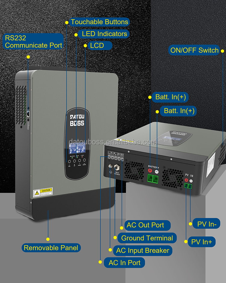 DATOU BOSS 24V 3000W Solar Hybrid Inverter with MPPT 220V 230V Off Grid Pure Sine Wave Inverter SP 3200 Home Solar System