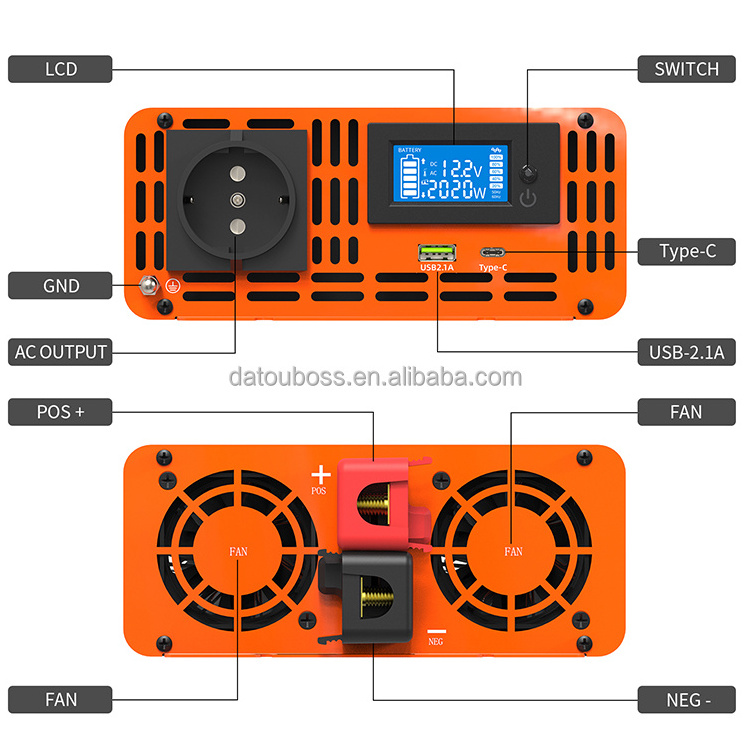 DATOUBOSS 12V 24V 48V Dc To Ac 110V 220V 230V 240V 3000w Off Grid Pure Sine Wave Inverter Power Inverter 1000w 1500w 2000w 3000W