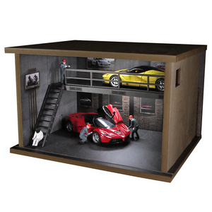 1:32 Parking Lot Diorama Scene Diecast Car Display Cabinet Dust Cover Decor Ornament