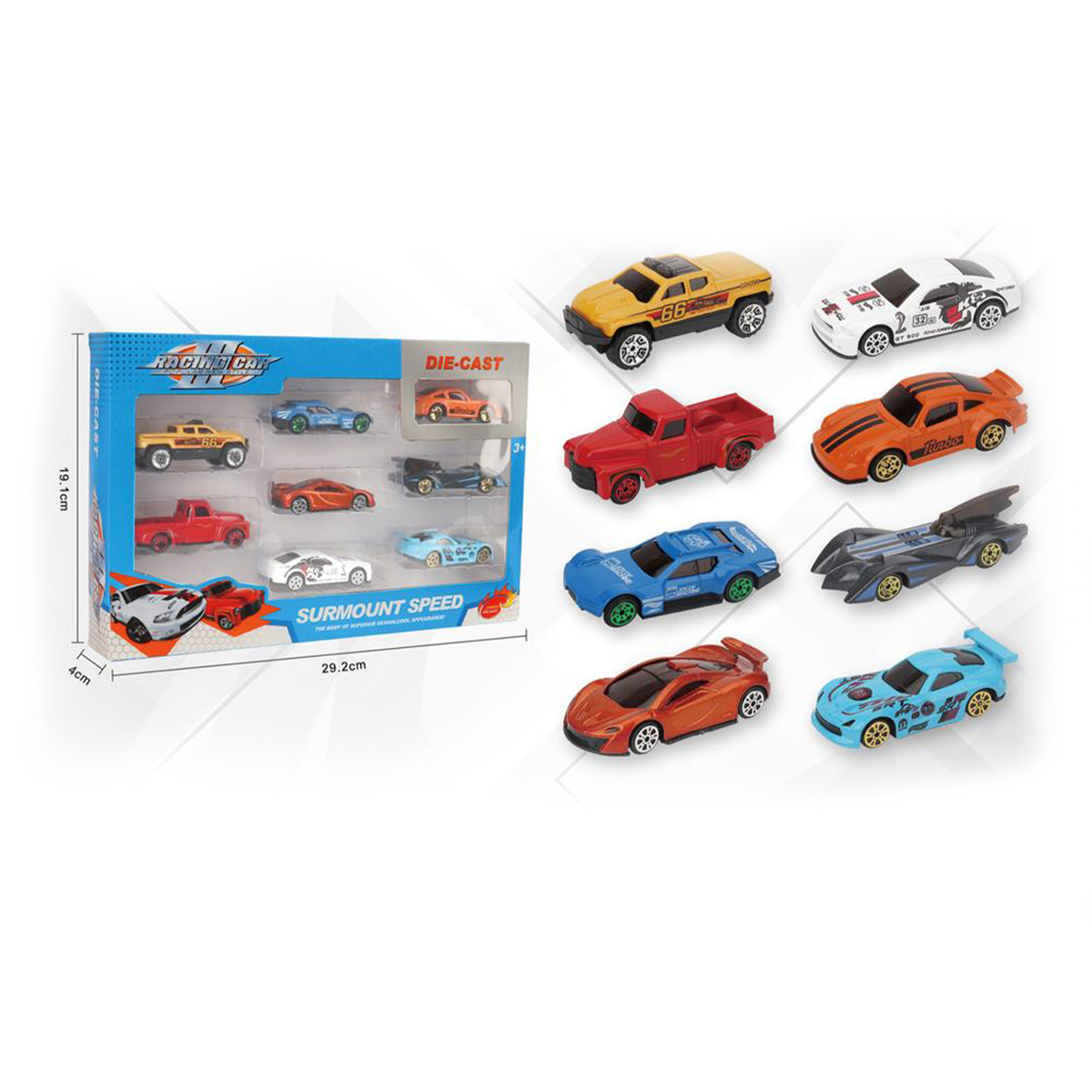 High Quality 1/64 Scale Diecast Toy Car Model 8pcs Mini Alloy Hot Free Wheel Set for Wholesale