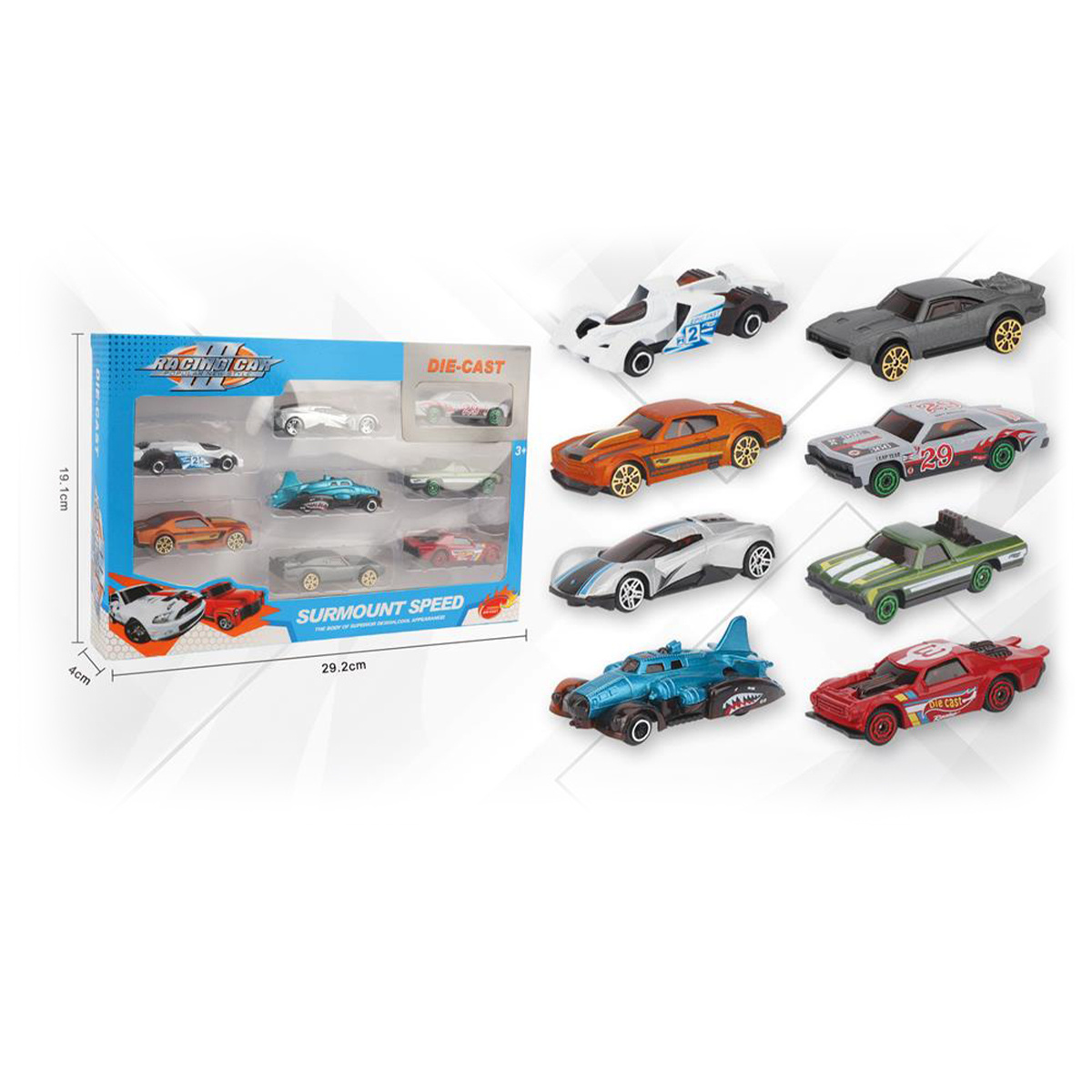 High Quality 1/64 Scale Diecast Toy Car Model 8pcs Mini Alloy Hot Free Wheel Set for Wholesale