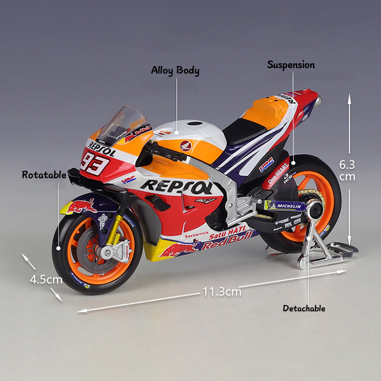 Maisto 1/18 Diecast Motorcycle Scooter RC213V Racing 2021 MOTO GP Motorcycle Diecast Toys Metal Model