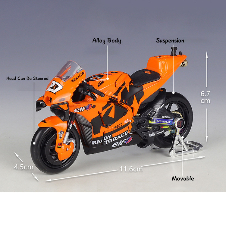 Maisto Motorcycle 1/18 scale KTM Team MOTO GP RC16 Front wheel steering Motorcycle Diecast Model Manufacturer