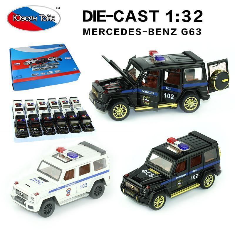 High Quality 1:32 Scale Model Cars G63 Police Car Toy Model Pull Back Diecast Toys for Baby Boys