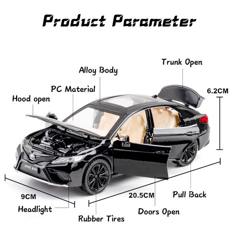 CHEZHI Diecast 1:24 Model Cars Alloy Camry Model Car Pullback Die Cast Car