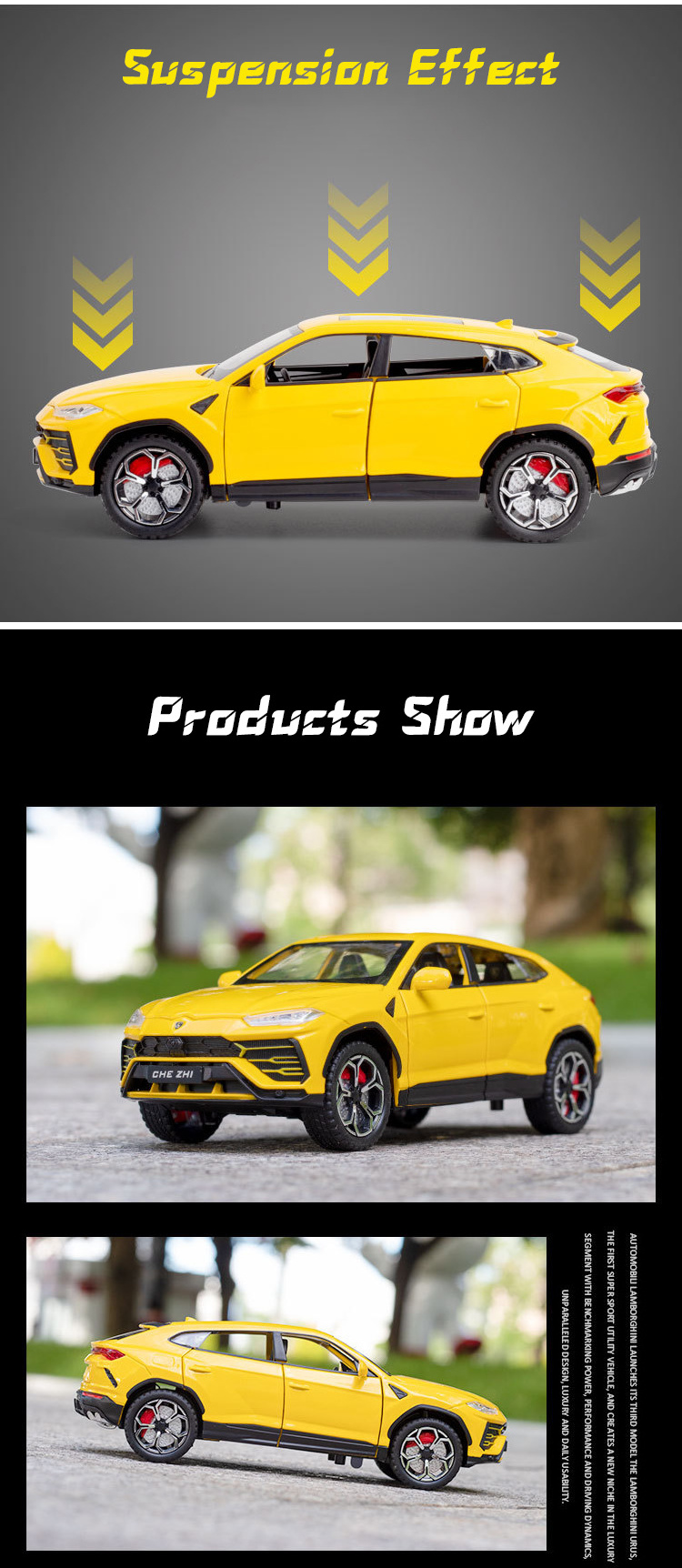 CHEZHI Pull Back Alloy Car Toy Model 1/24 Urus SUV Diecast Model Car for Children